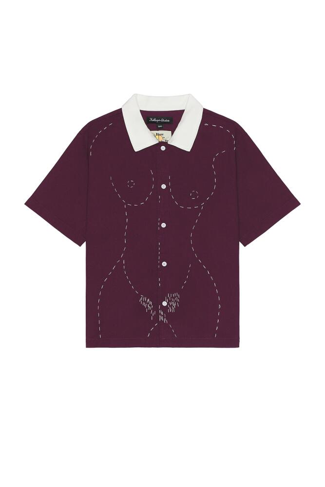 KidSuper Embroidered Figure Shirt in Burgundy Cover