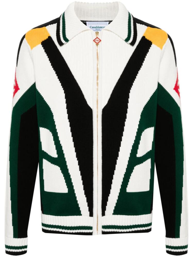 Casablanca intarsia-knit cotton cardigan - White Cover