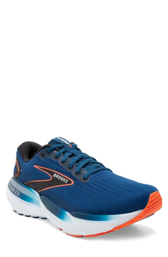 Brooks Glycerin GTS 21 Running Shoe in Blue Opal/Black/Nasturtium Cover