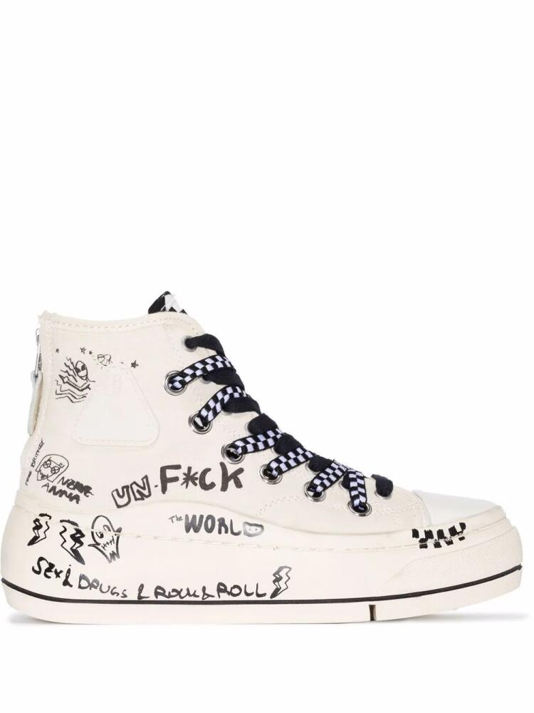 R13 Kurt graffiti high-top sneakers - White Cover