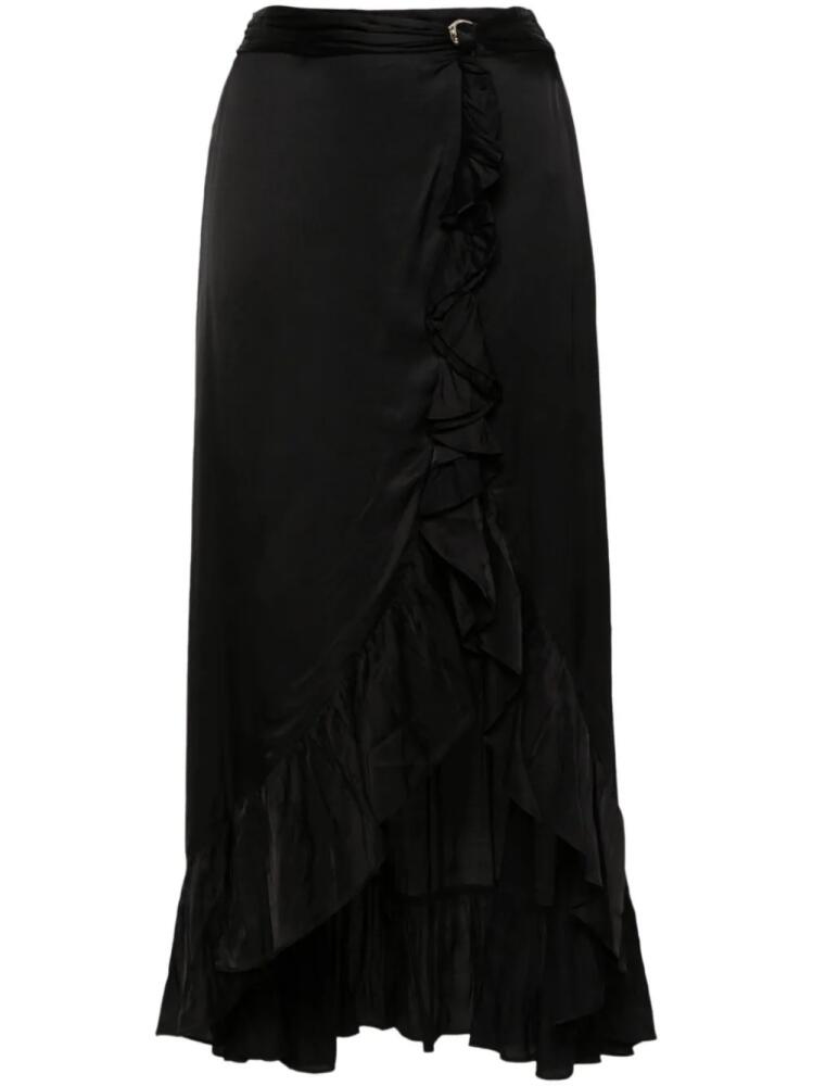 Maje ruffled satin midi skirt - Black Cover