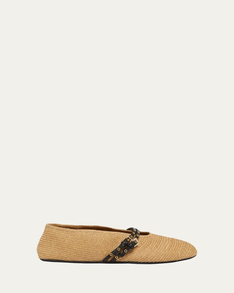 ALAIA Paper Straw Mary Jane Ballerina Flats Cover