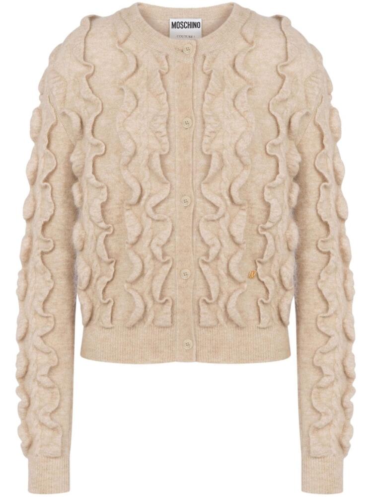 Moschino ruffled wool blend cardigan - Neutrals Cover