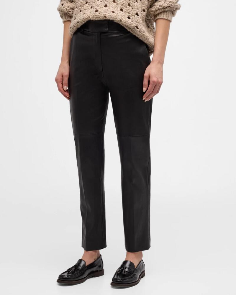 Brunello Cucinelli Nappa Leather Straight-Leg Trousers Cover