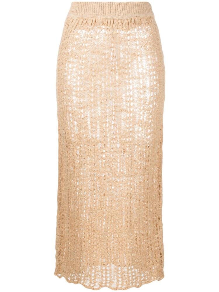 Cult Gaia Dawson crochet-knit midi skirt - Neutrals Cover