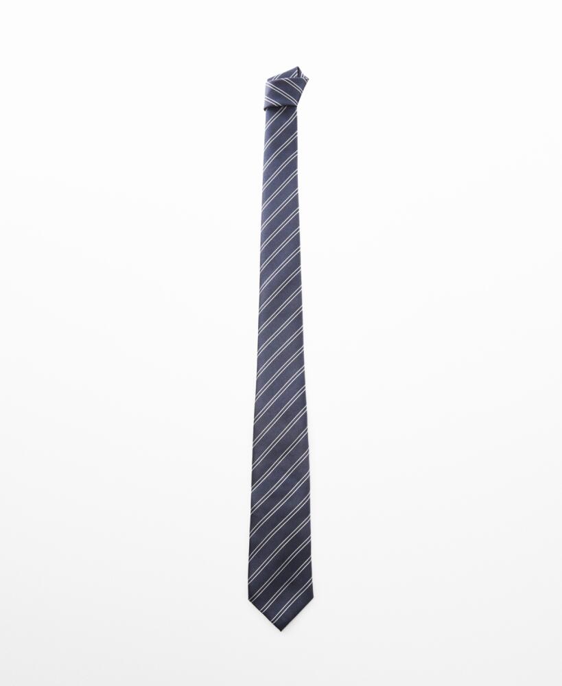 Mango Men's Stain-Resistant Striped Tie - Navy Cover