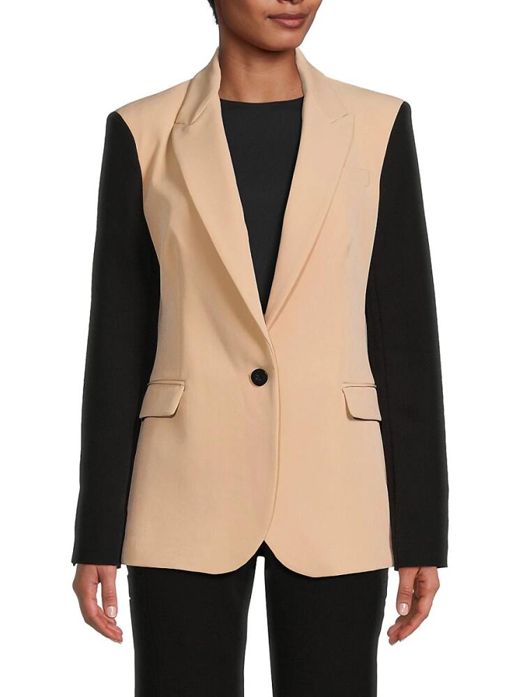 DKNY Women's Colorblock Blazer - Sand Black Cover