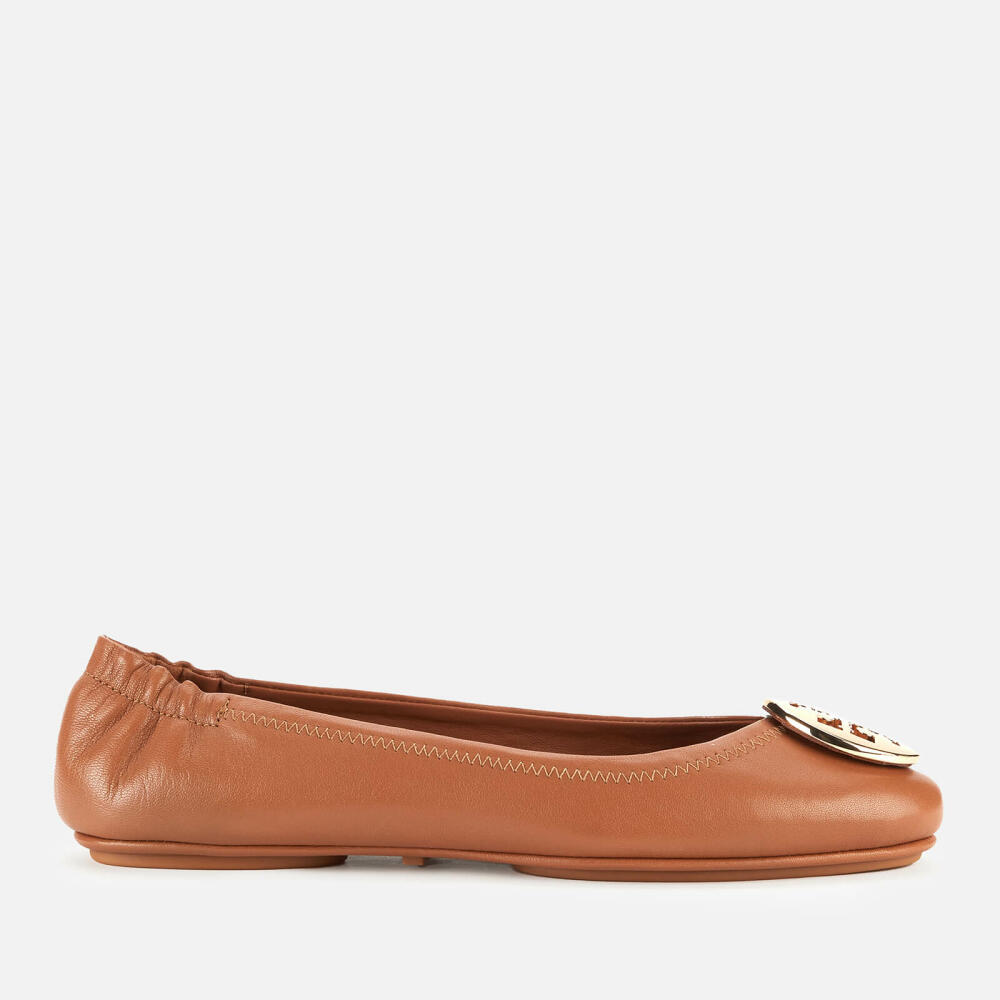 Tory Burch Women's Minnie Metal Logo Leather Ballet Flats - Royal Tan/Gold Cover