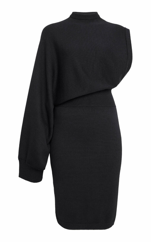 ALAA - Asymmetric Draped Knit Wool Midi Dress - Black Cover