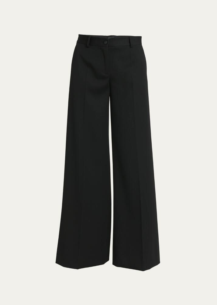 Dolce & Gabbana Wide Leg Wool Gabardine Pants Cover