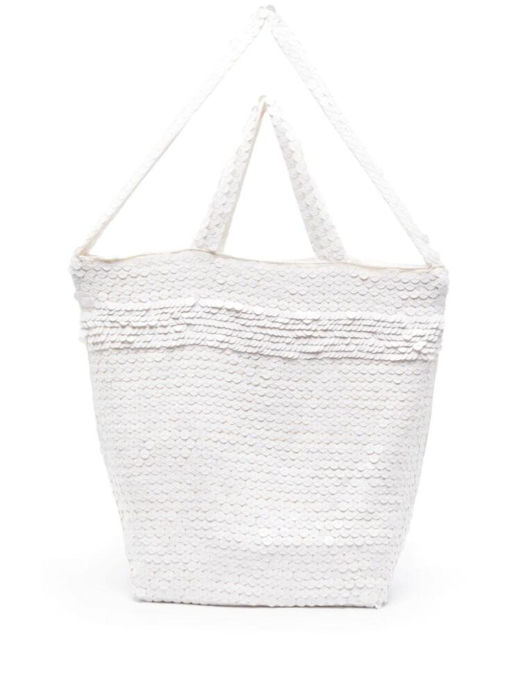 P.A.R.O.S.H. Giorgi sequinned tote bag - White Cover