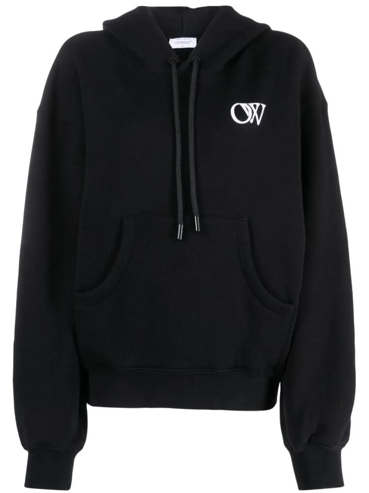 Off-White OW logo-print cotton hoodie - Black Cover