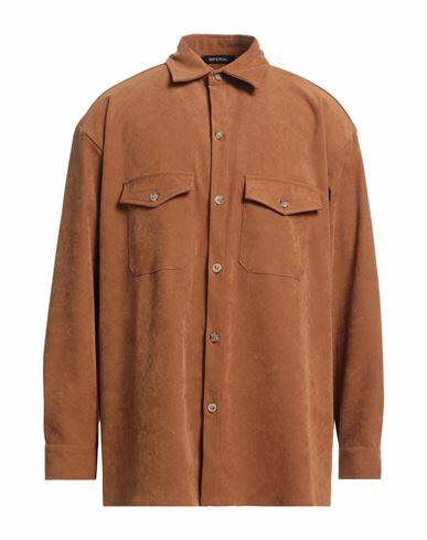 Imperial Man Shirt Camel Polyester, Elastane Cover