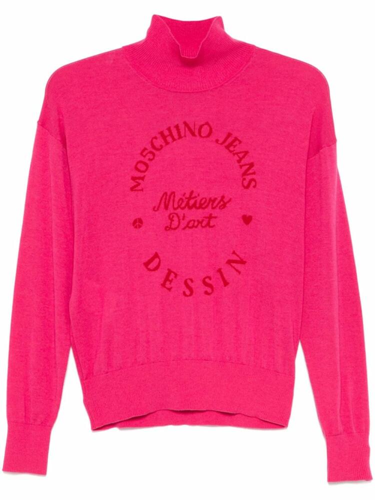 MOSCHINO JEANS intarsia-logo sweater - Pink Cover