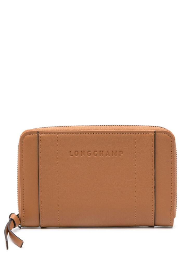 Longchamp logo-debossed leather wallet - Brown Cover