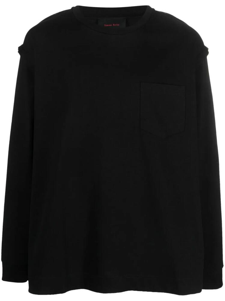 Simone Rocha reversed cotton T-shirt - Black Cover