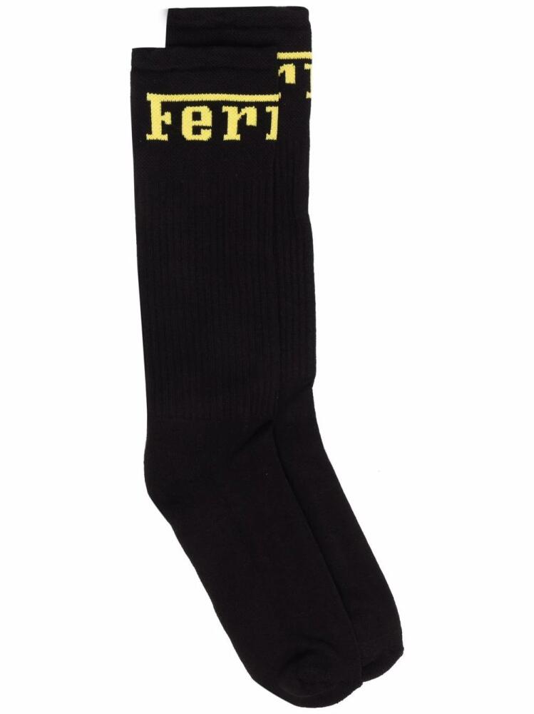 Ferrari logo-knit socks - Black Cover