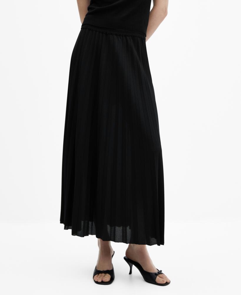 Mango Women's Pleated Long Skirt - Black Cover