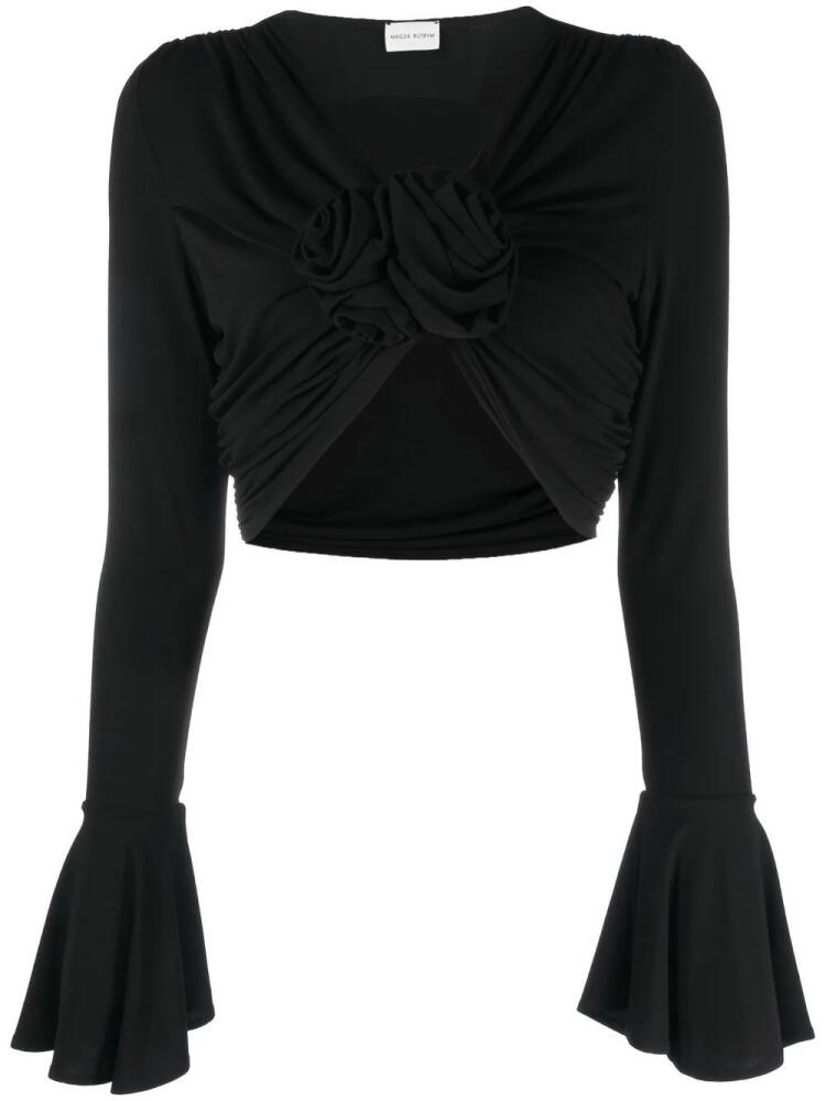 Magda Butrym cropped long-sleeve top - Black Cover