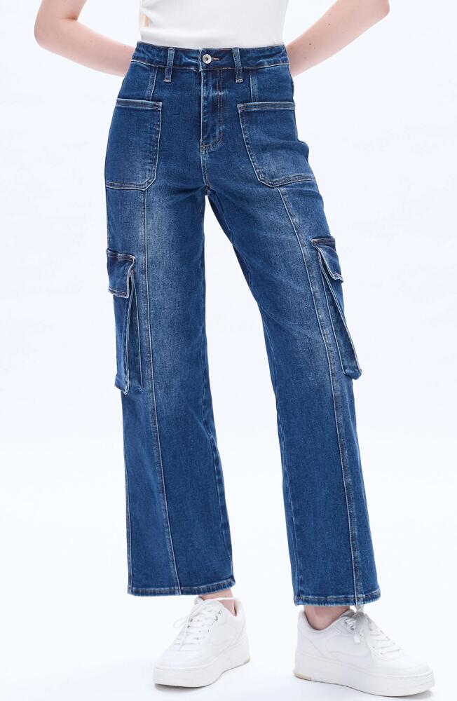 Bayeas High Waist Wide Leg Cargo Jeans in Indigo Rock Cover