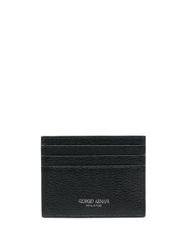 Giorgio Armani grained-textured leather card holder - Black Cover