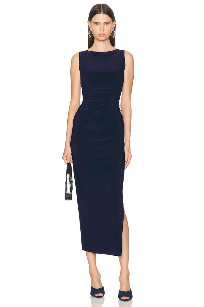 Norma Kamali Sleeveless Shirred Waist Gown in Navy Cover