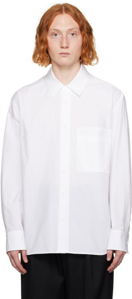 Solid Homme White Embroidered Shirt Cover