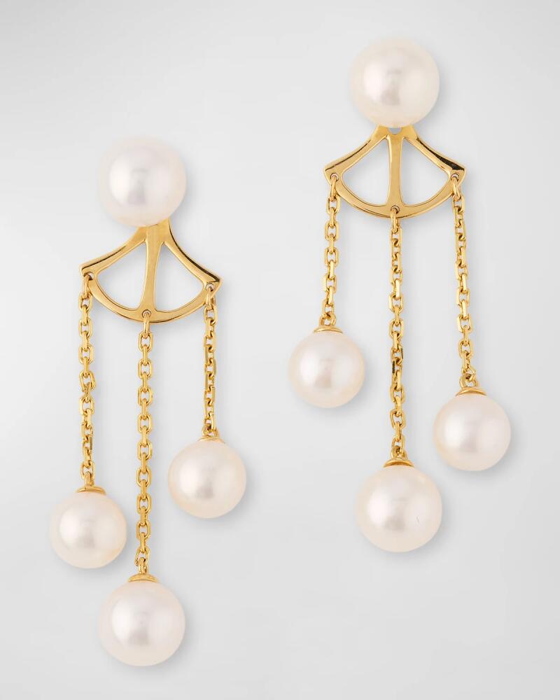 Belpearl 18K Yellow Gold 6.5-7mm Akoya Pearl Earring Jackets Cover