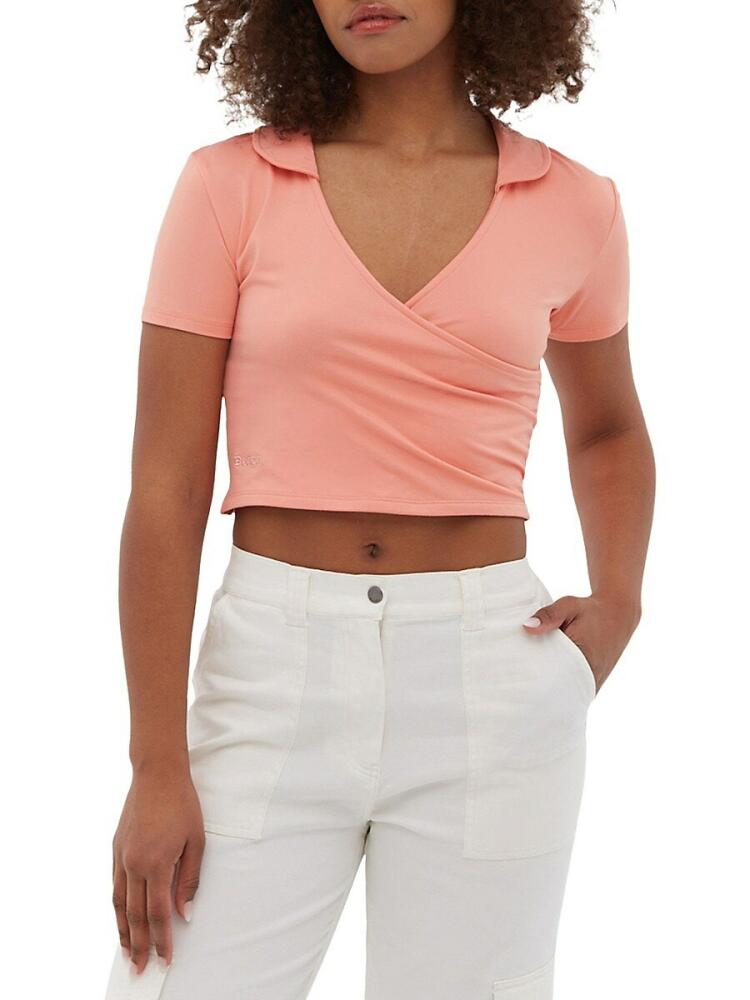 Bench. Women's Constance Faux Wrap Crop Top - Coral Almond Cover