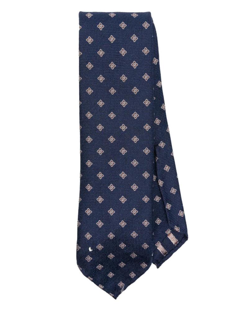 Lardini geometric-pattern twill tie - Blue Cover