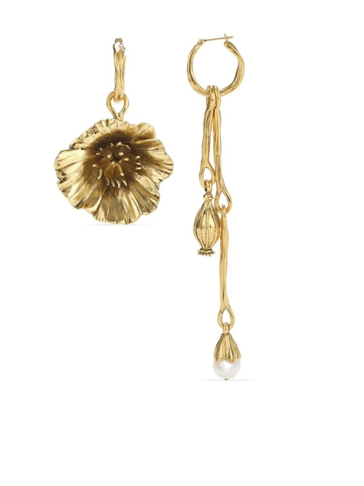 Goossens Talisman Poppy asymmetric earrings - Gold Cover