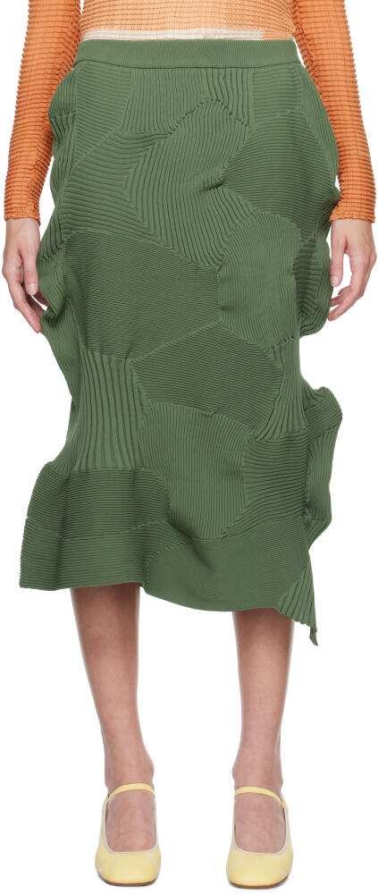 ISSEY MIYAKE Green Kone Kone Midi Skirt Cover