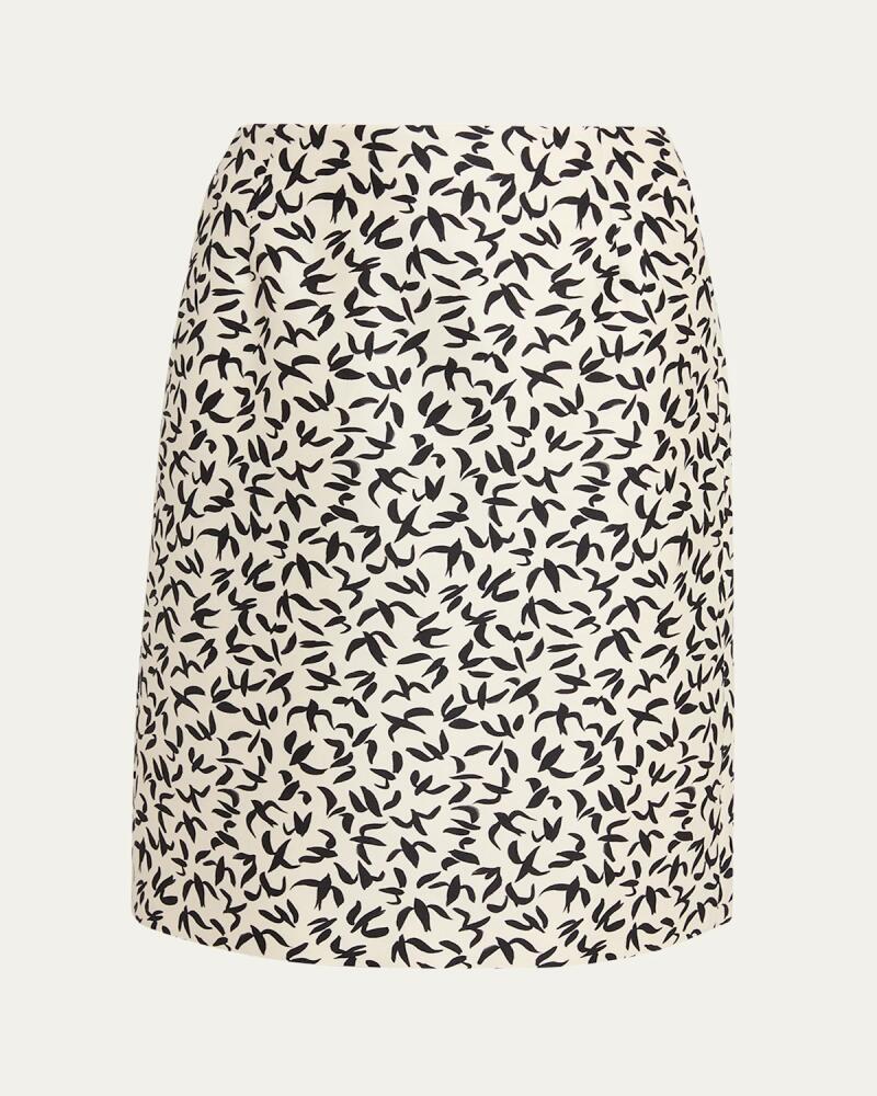 Loro Piana Silvia Mikado Swallows Knee-Length Skirt Cover