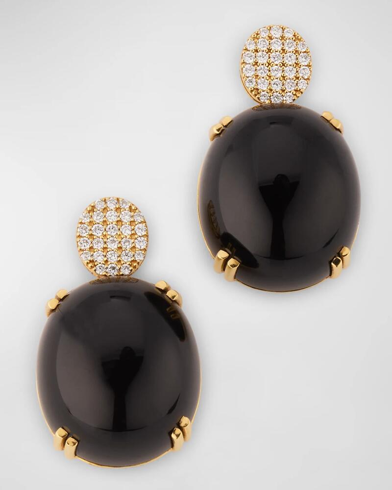 Goshwara Rock N' Roll 18K Yellow Gold Onyx Cabochon and Diamond Earrings Cover