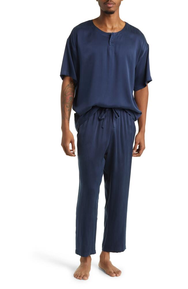 Lunya Washable Silk Henley Pajamas in Deep Blue Cover