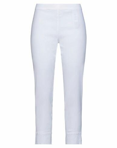 120% Lino Woman Pants White Linen, Cotton, Elastane Cover