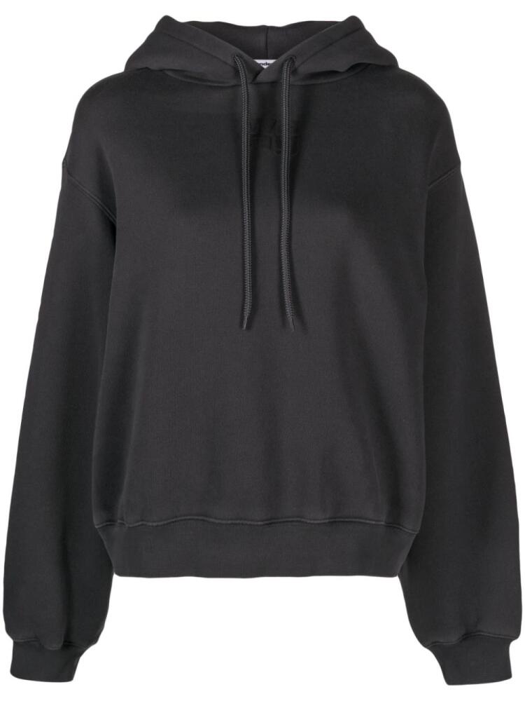 Alexander Wang rubberised-logo cotton-blend hoodie - Grey Cover