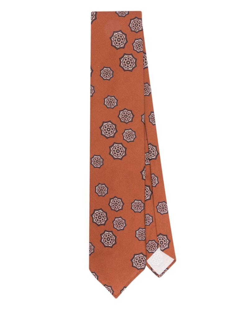 Lardini abstract-print silk tie - Brown Cover