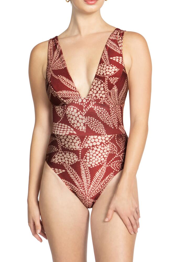 Robin Piccone Romy Plunge One-Piece Swimsuit in Ancho Cover