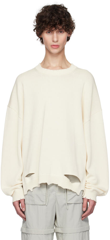 Helmut Lang Off-White Distressed Sweater Cover