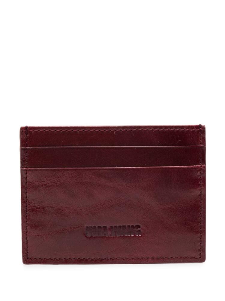 Uma Wang logo-debossed leather wallet - Red Cover