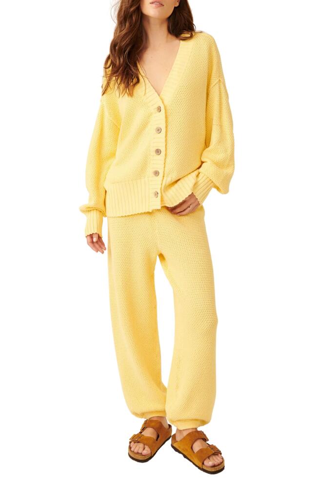 Free People Hailee Waffle Stitch Cardigan & Pants in Yellow Tansy Cover