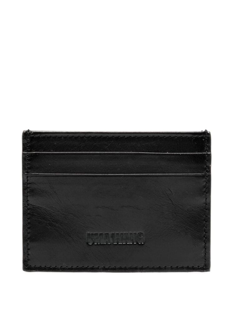 Uma Wang debossed-logo leather cardholder - Black Cover