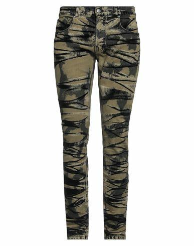 Roberto Cavalli Man Pants Military green Cotton, Elastane Cover