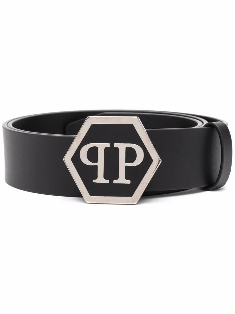 Philipp Plein hexagonal logo-buckle belt - Black Cover