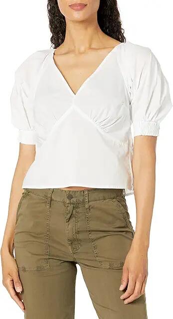 Sanctuary V-Neck Poplin Top (White) Women's Clothing Cover