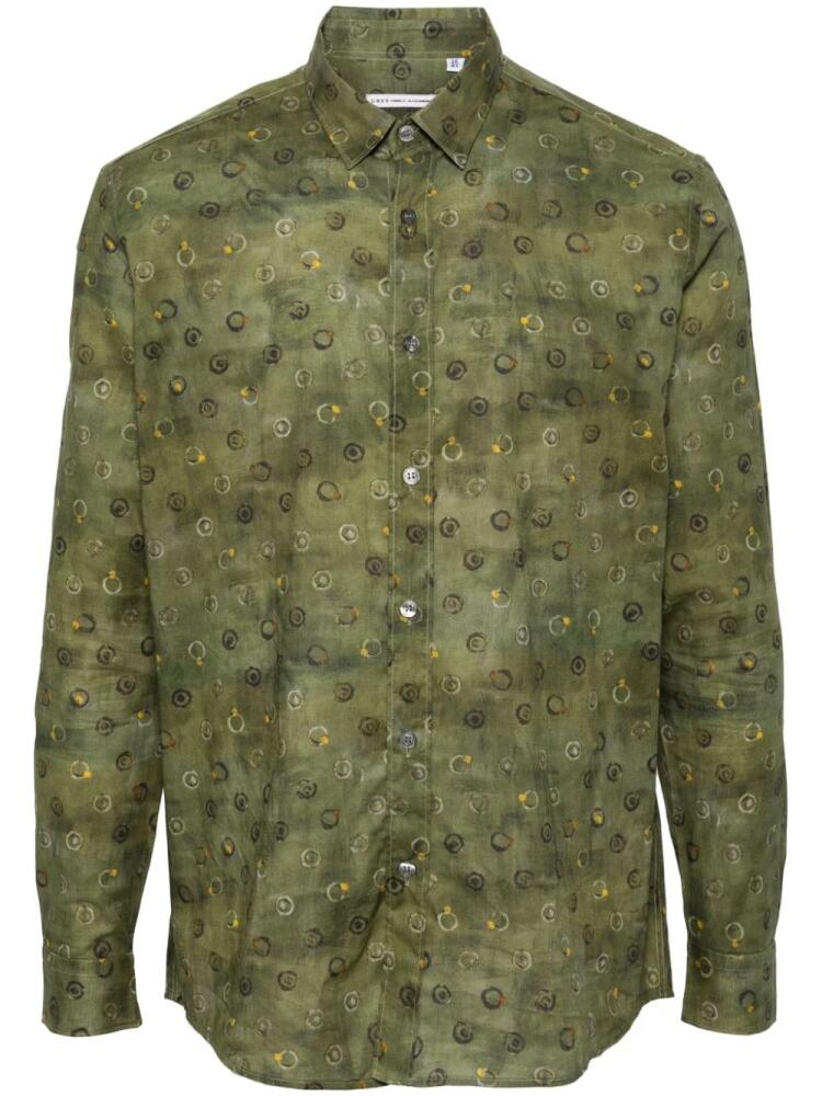 Daniele Alessandrini abstract-print cotton shirt - Green Cover