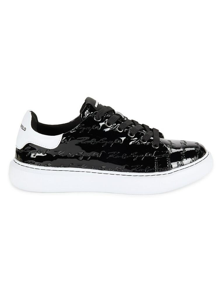 Karl Lagerfeld Paris Men's Monogram Patent Leather Low Top Sneakers - Black Cover