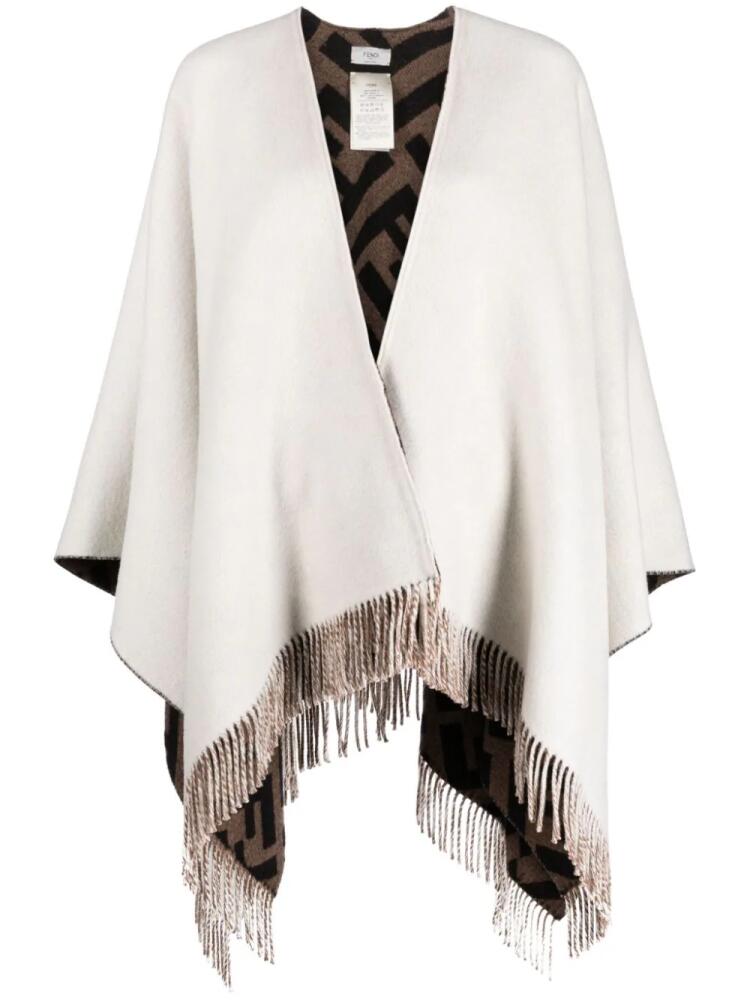 FENDI FF logo reversible cape - White Cover