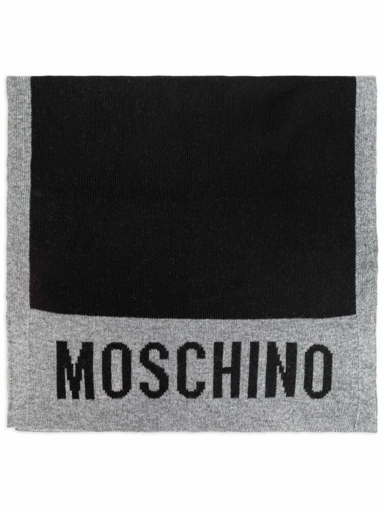 Moschino intarsia-knit logo scarf - Black Cover